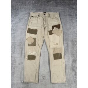Polo Ralph Lauren Jeans Womens 27 Tan Avery Boyfriend Patchwork Distressed Pants